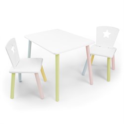 Детский комплект стол и два стула «Звезда» Rolti Baby (белый/цветной, массив березы/мдф) - фото 38480