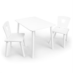 Детский комплект стол и два стула «Корона» Rolti Baby (белый/белый, массив березы/мдф) - фото 38481