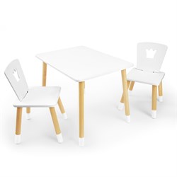 Детский комплект стол и два стула «Корона» Rolti Baby (белый/береза, массив березы/мдф) - фото 38482