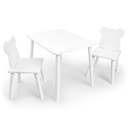 Детский комплект стол и два стула «Мишка» Rolti Baby (белый/белый, массив березы/мдф) - фото 38485