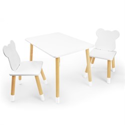 Детский комплект стол и два стула «Мишка» Rolti Baby (белый/береза, массив березы/мдф) - фото 38487