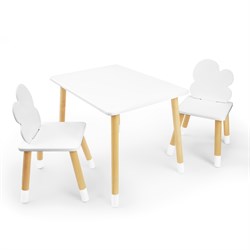 Детский комплект стол и два стула «Облачко» Rolti Baby (белый/береза, массив березы/мдф) - фото 38492