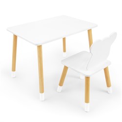 Детский комплект стол и стул &#171;Мишка&#187; Rolti Baby (белый/береза, массив березы/мдф)