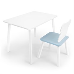Детский комплект стол и стул «Мишка» Rolti Baby (белый/голубой, массив березы/мдф) - фото 38512