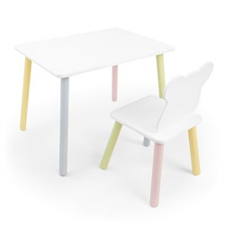 Детский комплект стол и стул «Мишка» Rolti Baby (белый/цветной, массив березы/мдф) - фото 38516