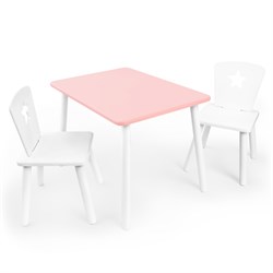 Детский комплект стол и два стула «Звезда» Rolti Baby (розовый/белый, массив березы/мдф) - фото 38680
