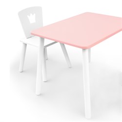Комплект детской мебели стол и стул Корона (Розовый/Белый/Белый) - фото 38748
