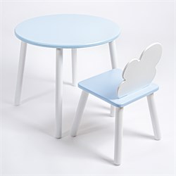 Комплект детский стол КРУГЛЫЙ и стул ОБЛАЧКО ROLTI Baby (голубая столешница/голубое сиденье/белые ножки) - фото 39643