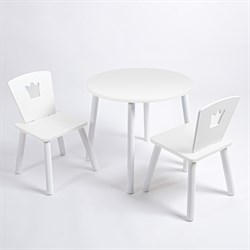 Комплект детский стол КРУГЛЫЙ и два стула КОРОНА ROLTI Baby (белая столешница/белое сиденье/белые ножки) - фото 39657