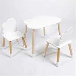 Комплект детский стол ОБЛАЧКО и два стула ОБЛАЧКО ROLTI Baby (белая столешница/белое сиденье/береза ножки) - фото 39682