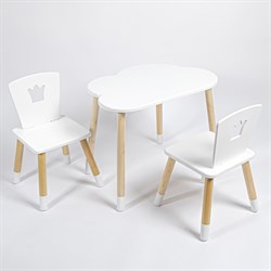 Комплект детский стол ОБЛАЧКО и два стула КОРОНА ROLTI Baby (белая столешница/белое сиденье/береза ножки) - фото 39685