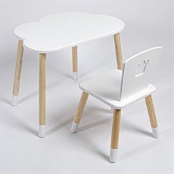 Комплект детский стол ОБЛАЧКО и стул КОРОНА ROLTI Baby (белая столешница/белое сиденье/береза ножки) - фото 39689