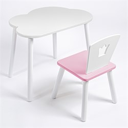 Комплект детский стол ОБЛАЧКО и стул КОРОНА ROLTI Baby (белая столешница/розовое сиденье/белые ножки) - фото 39805