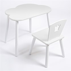 Комплект детский стол ОБЛАЧКО и стул КОРОНА ROLTI Baby (белая столешница/белое сиденье/белые ножки) - фото 39806