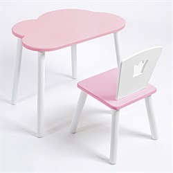 Комплект детский стол ОБЛАЧКО и стул КОРОНА ROLTI Baby (розовая столешница/розовое сиденье/белые ножки) - фото 39808