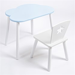 Комплект детский стол ОБЛАЧКО и стул ЗВЕЗДА ROLTI Baby (голубая столешница/белое сиденье/белые ножки) - фото 39810