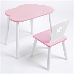 Комплект детский стол ОБЛАЧКО и стул ЗВЕЗДА ROLTI Baby (розовая столешница/розовое сиденье/белые ножки) - фото 39814