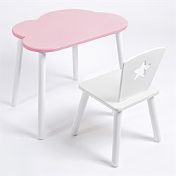Комплект детский стол ОБЛАЧКО и стул ЗВЕЗДА ROLTI Baby (розовая столешница/белое сиденье/белые ножки) - фото 39815