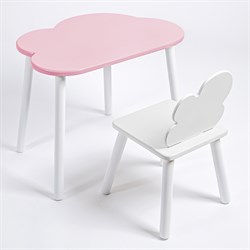 Комплект детский стол ОБЛАЧКО и стул ОБЛАЧКО ROLTI Baby (розовая столешница/белое сиденье/белые ножки) - фото 39822