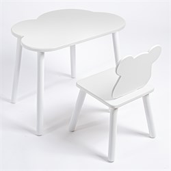 Комплект детский стол ОБЛАЧКО и стул МИШКА ROLTI Baby (белая столешница/белое сиденье/белые ножки) - фото 39823