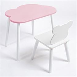 Комплект детский стол ОБЛАЧКО и стул МИШКА ROLTI Baby (розовая столешница/белое сиденье/белые ножки) - фото 39825