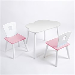 Комплект детский стол ОБЛАЧКО и два стула КОРОНА ROLTI Baby (белая столешница/розовое сиденье/белые ножки) - фото 39850