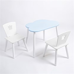 Комплект детский стол ОБЛАЧКО и два стула КОРОНА ROLTI Baby (голубая столешница/белое сиденье/белые ножки) - фото 39851
