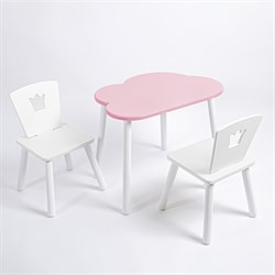 Комплект детский стол ОБЛАЧКО и два стула КОРОНА ROLTI Baby (розовая столешница/белое сиденье/белые ножки) - фото 39852