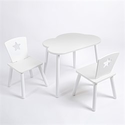 Комплект детский стол ОБЛАЧКО и два стула ЗВЕЗДА ROLTI Baby (белая столешница/белое сиденье/белые ножки) - фото 39854
