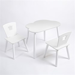 Комплект детский стол ОБЛАЧКО и два стула КОРОНА ROLTI Baby (белая столешница/белое сиденье/белые ножки) - фото 39855