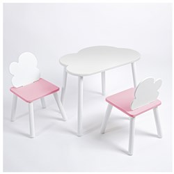 Комплект детский стол ОБЛАЧКО и два стула ОБЛАЧКО ROLTI Baby (белая столешница/розовый сиденье/белые ножки) - фото 39860