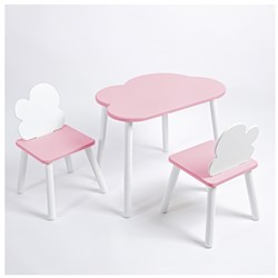 Комплект детский стол ОБЛАЧКО и два стула ОБЛАЧКО ROLTI Baby (розовая столешница/розовое сиденье/белые ножки) - фото 39864