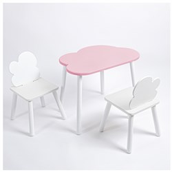 Комплект детский стол ОБЛАЧКО и два стула ОБЛАЧКО ROLTI Baby (розовая столешница/белое сиденье/белые ножки) - фото 39865