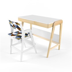 Комплект растущий стол и стул с чехлом 38 попугаев «Вуди» (Белый, Белый, Ромбусы) - фото 40497