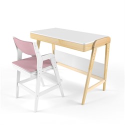 Комплект растущий стол и стул с чехлом 38 попугаев «Вуди» (Белый, Белый, Розовый) - фото 40501