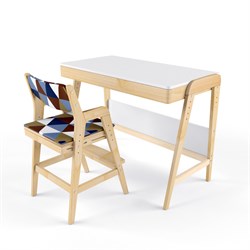 Комплект растущий стол и стул с чехлом 38 попугаев «Вуди» (Белый, Береза, Ромбусы) - фото 40528