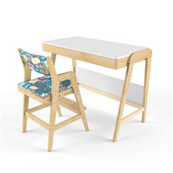 Комплект растущий стол и стул с чехлом 38 попугаев «Вуди» (Белый, Береза, Салют) - фото 40531