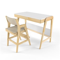 Комплект растущий стол и стул с чехлом 38 попугаев «Вуди» (Белый, Без покрытия, Беж) - фото 40535