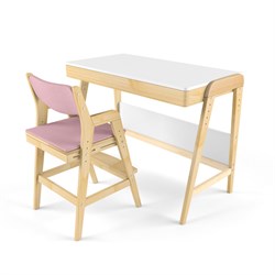 Комплект растущий стол и стул с чехлом 38 попугаев «Вуди» (Белый, Без покрытия, Розовый) - фото 40554