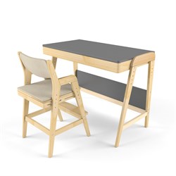 Комплект растущий стол и стул с чехлом 38 попугаев «Вуди» (Серый, Без покрытия, Беж) - фото 40655