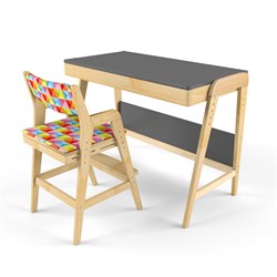 Комплект растущий стол и стул с чехлом 38 попугаев «Вуди» (Серый, Береза, Ромбы) - фото 40700