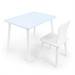 Детский комплект стол и стул «Мишка» Rolti Baby  (голубая столешница/белое сиденье/белые ножки) - фото 40802