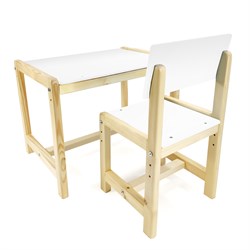 Детский растущий комплект стол и стул  Я САМ "Лофт" (Белый, Сосна) - фото 40831