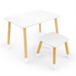 Детский комплект стол и табурет Rolti Baby (белая столешница/белое сиденье/береза ножки) - фото 40873