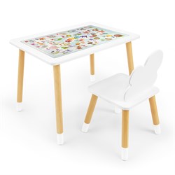 Детский комплект стол и стул Облачко Rolti Baby с накладкой Алфавит (белая столешница/белое сиденье/береза ножки) - фото 40916