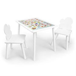 Детский комплект стол и два стула Облачко Rolti Baby с накладкой Алфавит (белая столешница/белое сиденье/белые ножки) - фото 40930