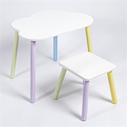 Детский комплект стол ОБЛАЧКО  и табурет Rolti Baby (белая столешница/белое сиденье/цветные ножки) - фото 40944