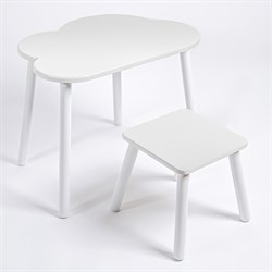 Детский комплект стол ОБЛАЧКО  и табурет Rolti Baby (белая столешница/белое сиденье/белые ножки) - фото 40946
