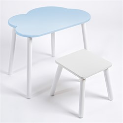Детский комплект стол ОБЛАЧКО  и табурет Rolti Baby (голубая столешница/белое сиденье/белые ножки) - фото 40954