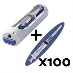 Автоматический инъектор Spasilen + Шприц медицинский 5мл комплект 100 шт SFM Luer Lock (3-х компонентный), одноразовый, стерильный, с надетой иглой 0,7 x 40 - 22G, для инъекций и уколов (блистер) - фото 41638